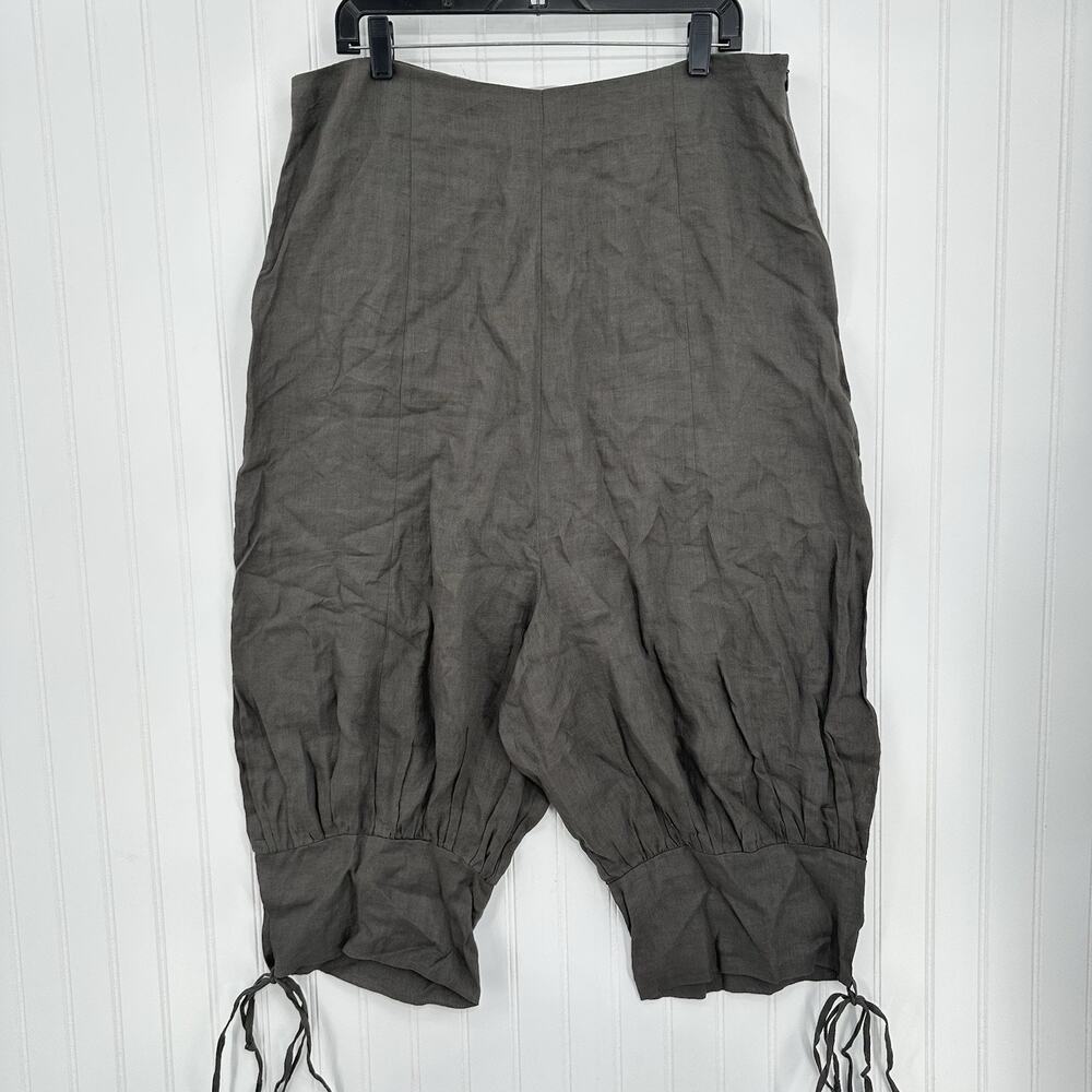 Linen Drop Crotch Pants Sarah Pacini 4 Women XL Crop Zip Coastal Beach Lagenlook
